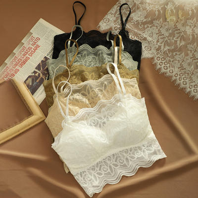 2025 New large-sized French sexy lace beauty back wrap chest strapless bra bra for women
