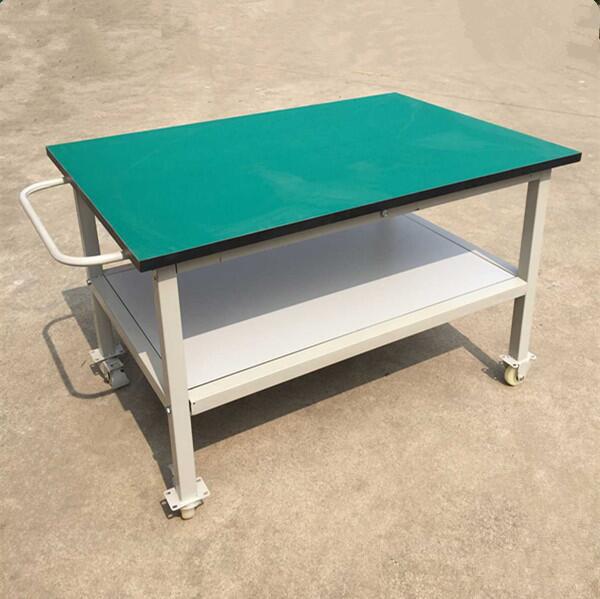 Anti-static workbench pulley movable cart test bench repair table double-layer movable packing console
