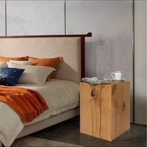 Square wooden pier low stool log hotel ornaments combination tea table solid wood pier tree stump wooden pile stool personality bedside table