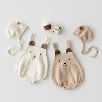 2019 Korean version of childrens photography clothing 100 days old cute bear sleeveless strap pure cotton romper two-piece set