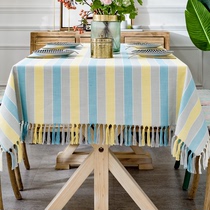 Custom Plaid tablecloth fabric cotton linen Nordic Japanese waterproof coffee table tablecloth tablecloth modern simple rectangle
