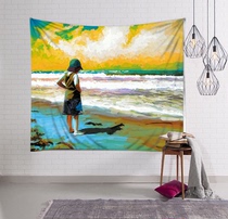 Literary style retro Nordic ins hanging cloth childrens room watercolor painting wall background decoration painting cloth tapestry wall decoration