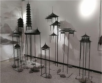 Light luxury post-modern decorative ornaments iron architecture Pavilion tower creative Zen living room art soft furnishings