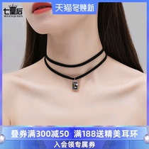 Simple double-layer stacked neck chain 2021 New choker collarbone necklace female light luxury niche design ins