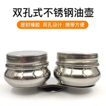 Double body metal oil pot oil painting art supplies stainless steel double hole oil pot art tools oil canvas accessories