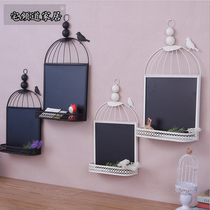 Metal Lieu Board Fields Garden Small Blackboard Iron Art Bird Cage Creative Decoration Blackboard Containing Wall-mounted Potted Flowers Shelf