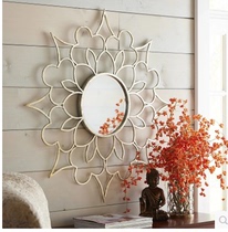 Luxury wrought iron mirror decorative mirror porch mirror wall neoclassical wall decoration creative wall decoration