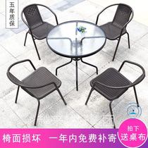 Outdoor table and chair combination with umbrella courtyard leisure milk tea shop table and chair outdoor single iron back chair modern simple