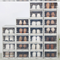 High-heeled shoes box enlarged upright transparent finishing box double-layer drawer box plus hard storage box white shoe box