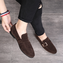 Tide Cards Bean Shoes Men One Foot foot Lazy People Shoes Han Prints Social People Trend Hairstylist Mens Inn Leather Shoes Tide