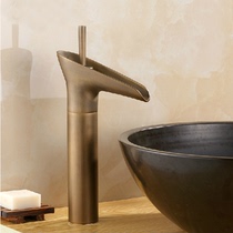 Copper antique basin faucet bathroom basin waterfall hot and cold European wine glass wash basin water cage head retro faucet