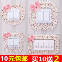Anti-dirty wall stickers around the switch pastoral anti-fouling and ugly square stickers fabric simple modern dustproof cover