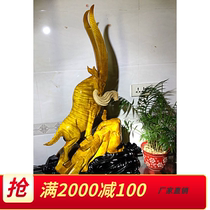 Golden nanmu carving sheep and sheep Deyi decoration Ebony decoration Dragon flower bird landscape animal handicraft gloomy wood root carving