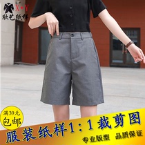 Make clothes version structure diagram ladies suit shorts model small A trousers pattern summer loose trousers drawing
