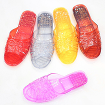 Crystal slippers cool drag women plastic flat bath slippers Home shoes transparent women cool drag non-slip bathroom