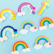 Baking decoration birthday cake scene decoration scene decoration decoration cloud star rainbow soft pottery jewelry