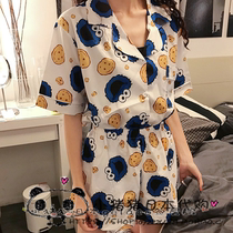 Japan Gelato cute pyjamas suit womens summer thin three sets of short sleeve shorts Home Suits Students