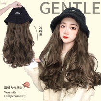 Wig female hair with hat one female autumn and winter fashion wig 2021 fashion new explosive full head cover