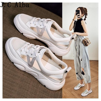 Port Wind Europe and America Sport ladies small white shoes 2022 new summer models Pregnant Women Flat laces sandals Shoes Women Ins Tide