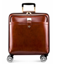 Cheetah dermis Rod Box Men And Women Business Suitcase 20 Inch Cow Leather Cryptobox 16 Inch Boarding Box Suitcase