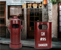 American Industrial Bar KTV Soft Accessories Retro Iron LOFT Red Yellow Old Trash Bin