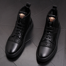 Martin Boots Men High English Wind Joker Korean 2021 New Autumn and Winter Plus Velvet Boots Mens trendy shoes Boots