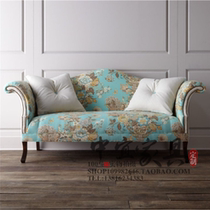 American country solid wood fabric sofa European large and small apartment exquisite pattern cloth single double three-person sofa combination