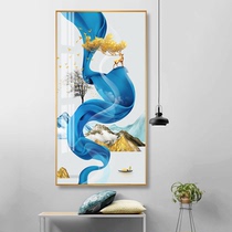 Abstract ribbon elk Crystal porcelain decorative painting new Chinese-style entrance aisle Corridor light luxury atmospheric hanging painting