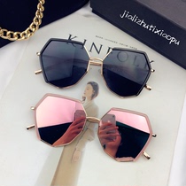 Polygon sun glasses female 2021 New ins Super fire sunglasses female Korean tide retro Harajuku style street shoot round face