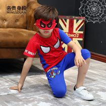 Boy Casual Male clothes Spider-Man short sleeve set 2020 Summer new new Tong Tong Superman two-piece set