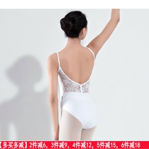 Bo House new ballet dance sexy lace stitching V back body training suit super fiber Lycra Cotton can be inserted chest pad