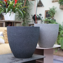Animal husbandry imitation cement egg basin Nordic retro ins wind large diameter imitation ceramic floor thickened resin flower pot