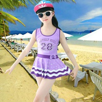 New childrens swimsuit Girls split skirt style middle and large childrens Korean version swimsuit Princess cute girl student swimsuit