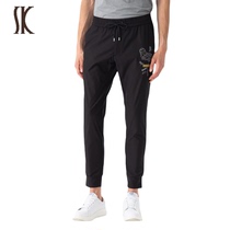 SK mens line Lower same sports embroidered elastic casual pants mens lace drawing rope 90% long pants summer pants