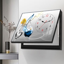 Light and luxurious electric meter box hydraulic free punching and decoration painting clock living room crystal porcelain painting shielded dining room hanging painting fresh wine glass