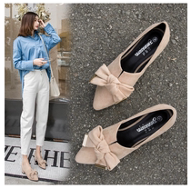 New 2018 small size new womens shoes wild one shoe two wear Doudou shoes medium heel shoes thick heel spring and autumn models