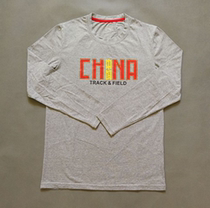 CHINA CHINA track and field marathon running training warm-up long sleeve fitness leisure round neck mens T-shirt