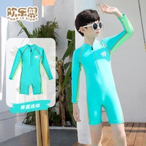 Children's one-piece swimsuit girls 2022 new boys' swimsuit medium and large children's long sleeve sun protection training student swimsuit