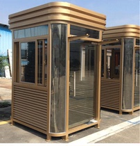 Factory steel structure watchtower carved plate outdoor movable doorman security duty room Stainless steel tempered glass pavilion