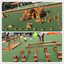 Kindergarten Outdoor Charcoal Burning Building Blocks Large Patchwork Build Super Log Carbonated Wooden Toy Large Wood Solid Wood