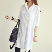 2021 spring and autumn new white shirt female fat mm loose thin extra large size long-sleeved Han Fan chao 200 pounds