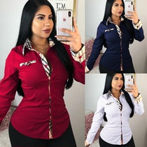 Sexy women figure-building printed shirt long-sleeved jacket