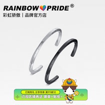 RainbowPride Titanium Steel Corrosion English Viking Mobius C Type Mens Bracelet LGBT Pride couple