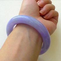 Myanmar natural A-goods jade bracelet Jade ice species Violet spring color round bar princess wide edge positive circle jade bracelet