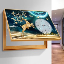 Free punching electric meter box light lavish hydraulic decoration painting hanging bell living room crystal porcelain painting shielded dining room hanging painting Nordic elk