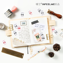 39) Infeel Me black and white calendar hand book material date day pay paper small stickers 12 pieces