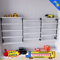 Childrens shoe store shoe rack display rack Clothing store shoe rack Shoe cabinet hanging on the wall multi-layer solid wood store commercial storage