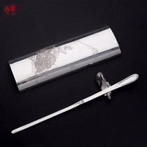 Fine workshop Japanese handmade 9999 foot silver tea Pure silver tea ceremony spare parts Tea spoon Teaspoon Tea