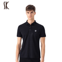 SK mens clothing blend minimalist POLO Mens anti-collar short sleeve T-shirt dresses mens black body-shirt mulberry silk T