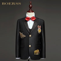 BOERSS boys dress suit childrens small suit male host piano catwalk show uniform
